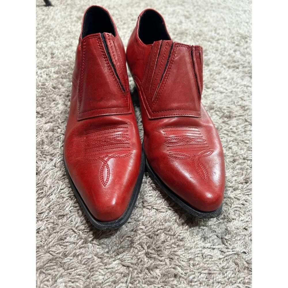 VTG Durango Red Leather Western Point Toe Boots 7.5 Southwestern Cowboy Retro